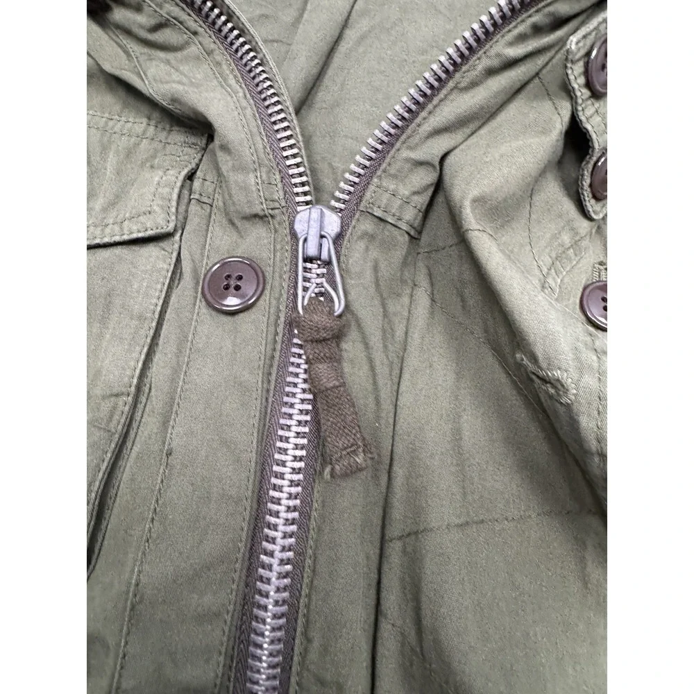 J Crew Military Field Jacket Mens Large Army Green Hooded Utility Coat NX-631